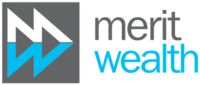 Logo for Merit Wealth featuring two stylized white and blue "M" shapes on a gray square, with the words "merit wealth" in gray and blue text to the right. Align Your SMSF With Your Business Strategy And Maximise Bot.