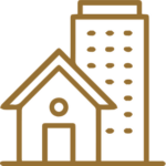 Simple brown line drawing of a house in front of a tall building, representing residential and urban buildings on a light background. Align your SMSF with your business strategy and maximise bot efficiency for smarter property decisions.
