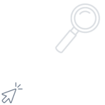 Magnifying glass icon and a mouse cursor pointer.